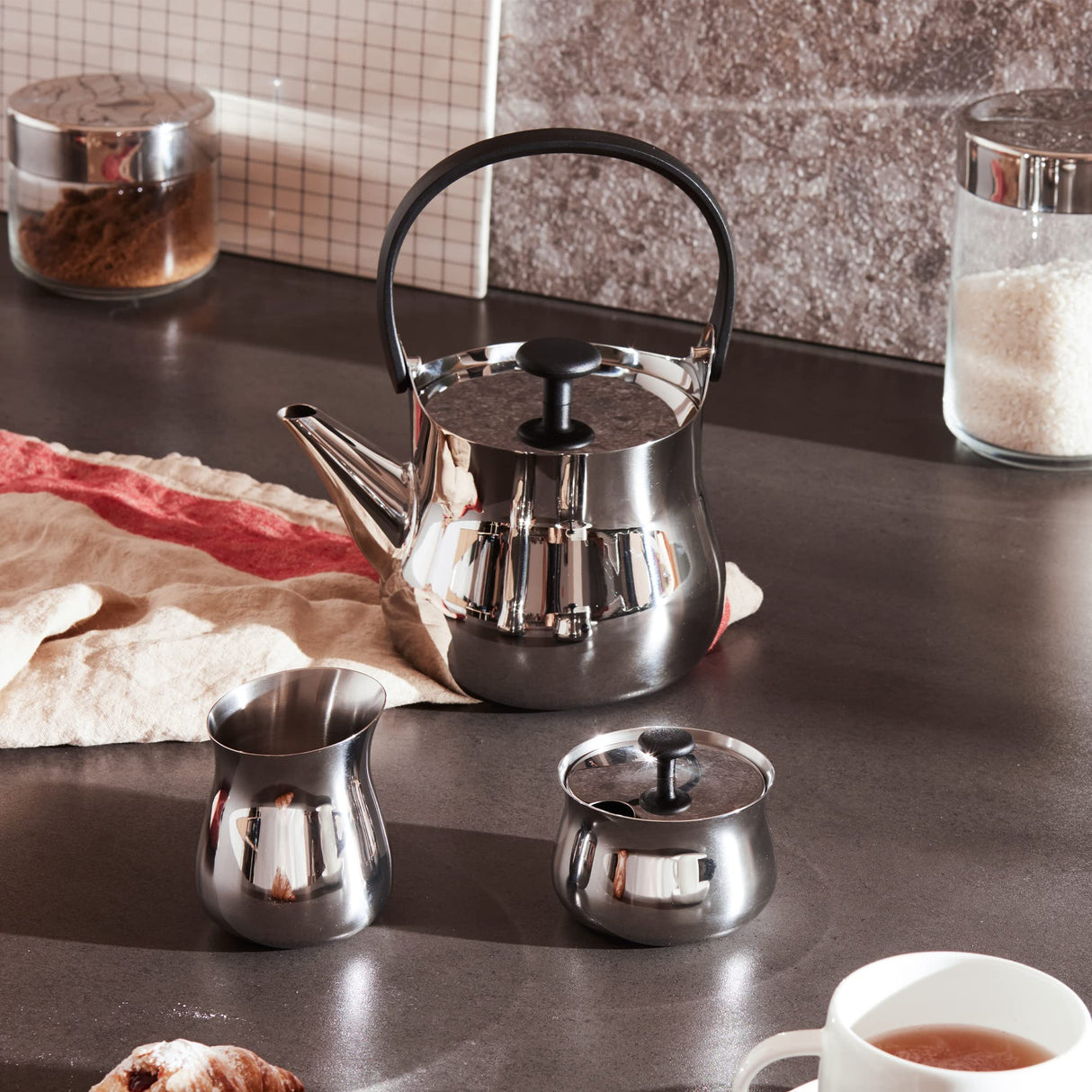 ALESSI Cha,Hervidor/Tetera, Acero Inoxidable, Plateado