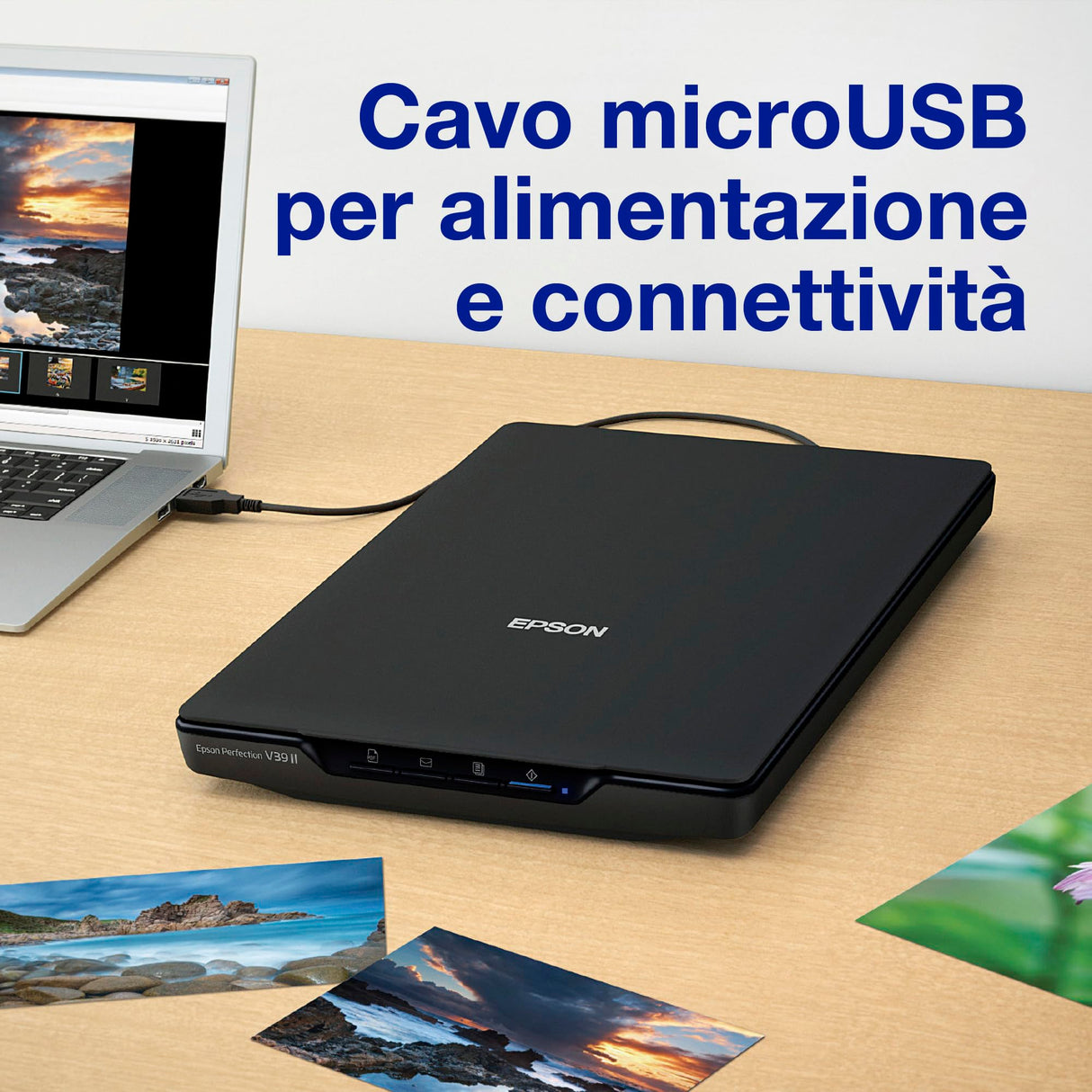 Epson Perfection V39II - Escáner fotográfico y de Documentos (resolución óptica de escáner de 4800 PPP, A4, USB), Color Negro