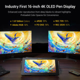 Xencelabs Pen Display 16 Bundle 4K OLED Tableta Gráfica Profesional con Pantalla de 16" con Quick Keys Monitor de Dibujo y 2 Plumas sin Batería para Windows-Arm/Windows/Mac/Linux