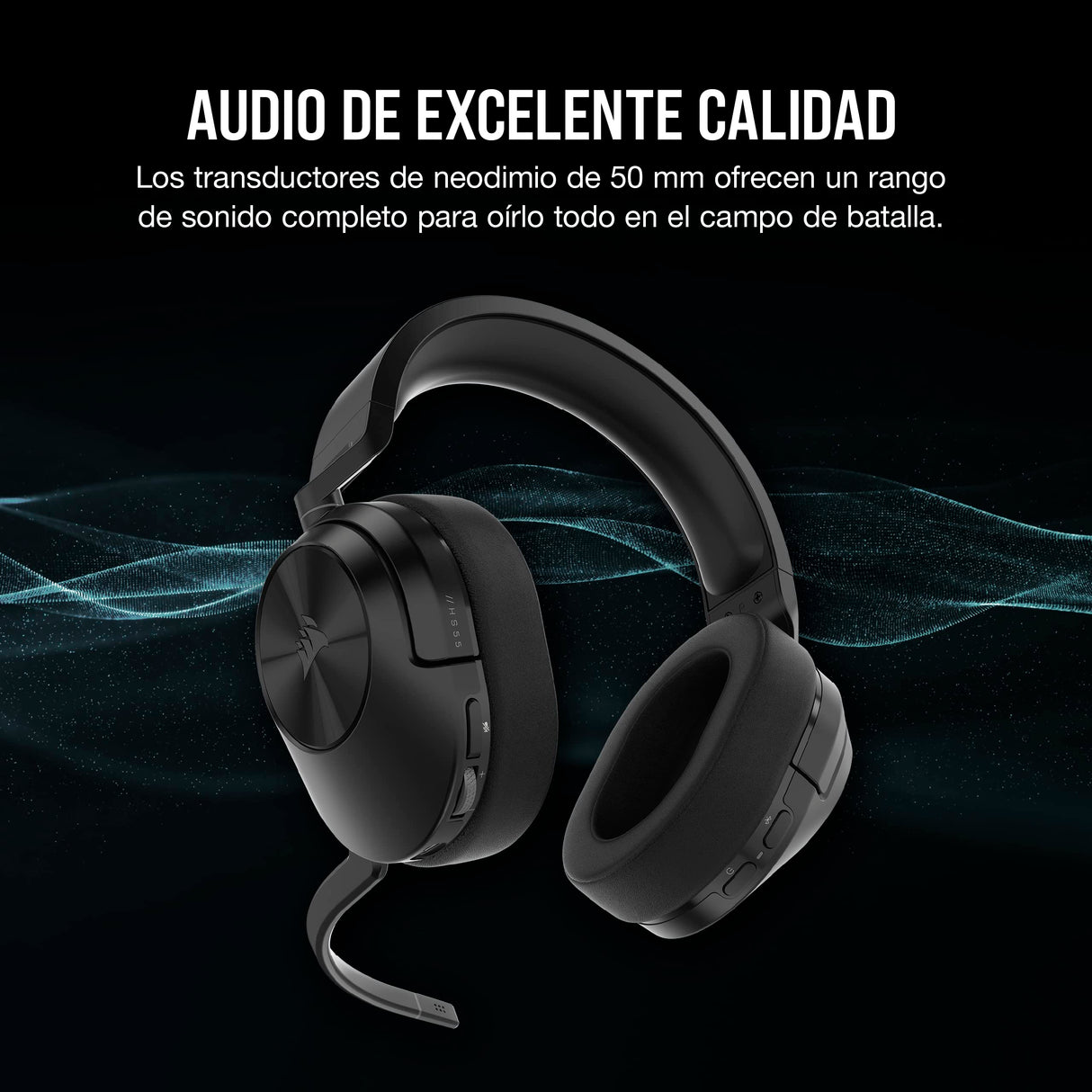Corsair HS55 WIRELESS CORE Auriculares Ligeros para Juegos - Micrófono Omnidireccional - Transductores de Neodimio - Alcance de Hasta 15 Metros - iCUE - PC, PS5, PS4, Nintendo Switch - Carbono