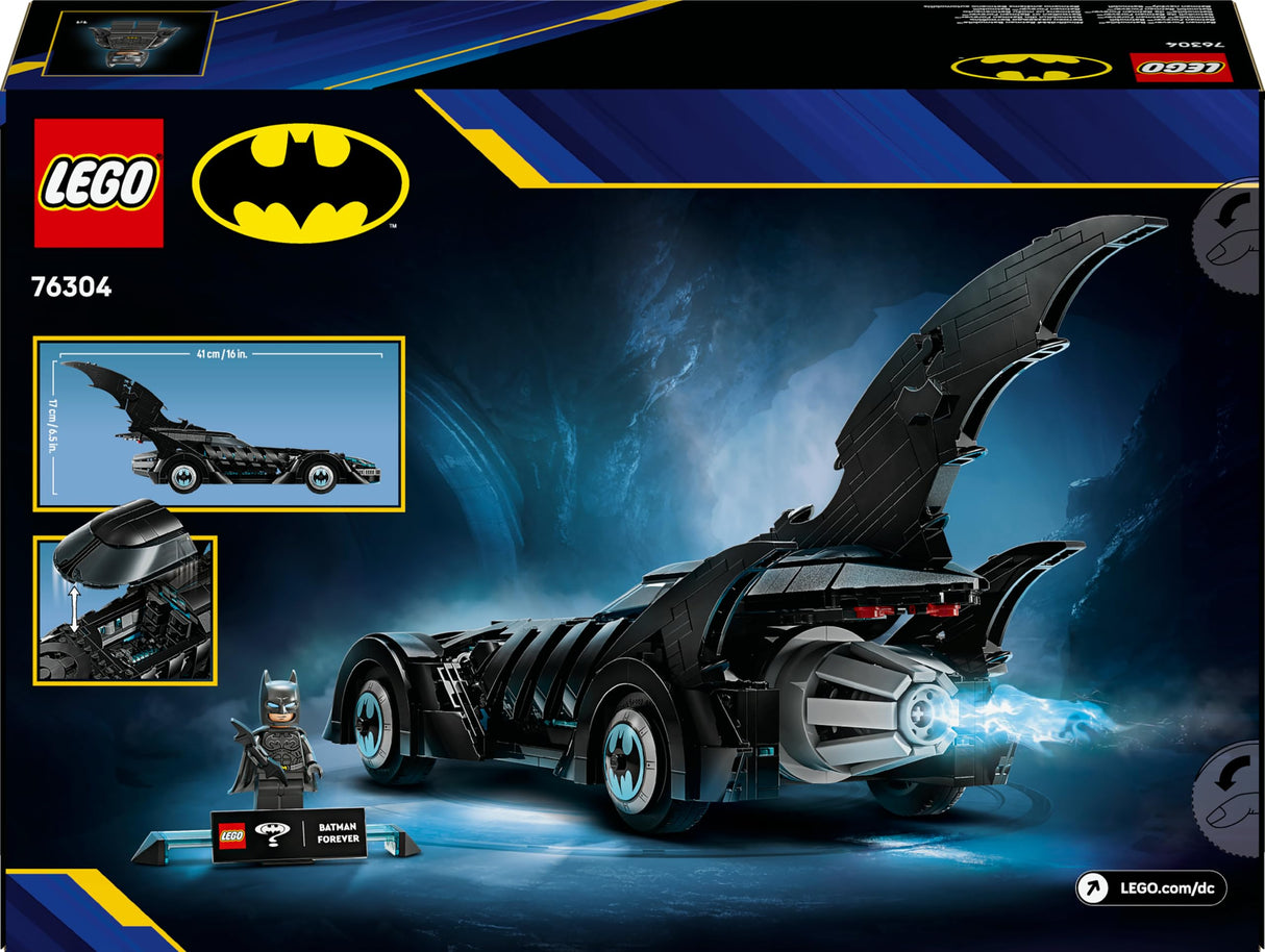 LEGO DC Batman Batmóvil de Batman Forever - Coche de Superhéroe de Juguete y Minifigura - Habitáculo Que se Abre e Interior Detallado - Regalo para Niños y Chicos de 12+ Años 76304