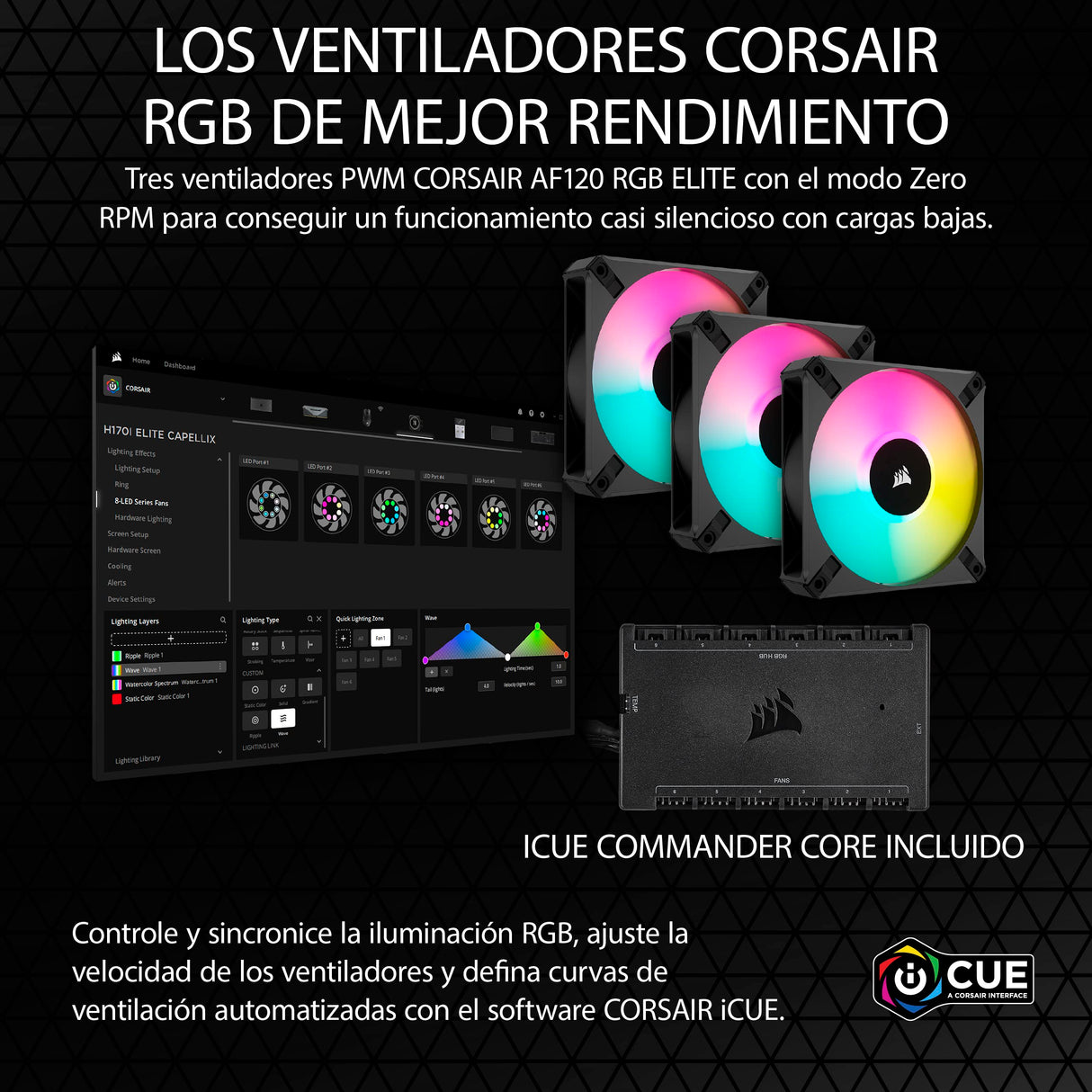 Corsair iCUE H150i Elite CAPELLIX XT Refrigerador Líquido de CPU - Tres Ventiladores AF120 RGB Elite - Radiador de 360 mm - Intel® LGA 1700, 1200, 115X, 2066, AMD® AM5, AM4 - Negro