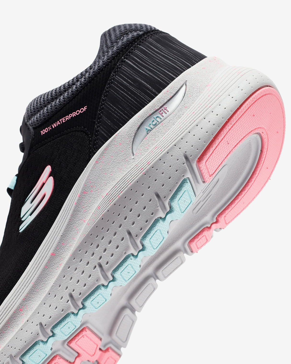 Skechers Arch Fit 2.0 Rainy Days, Zapatillas Mujer, Black Mesh/Multi Trim, 37 EU