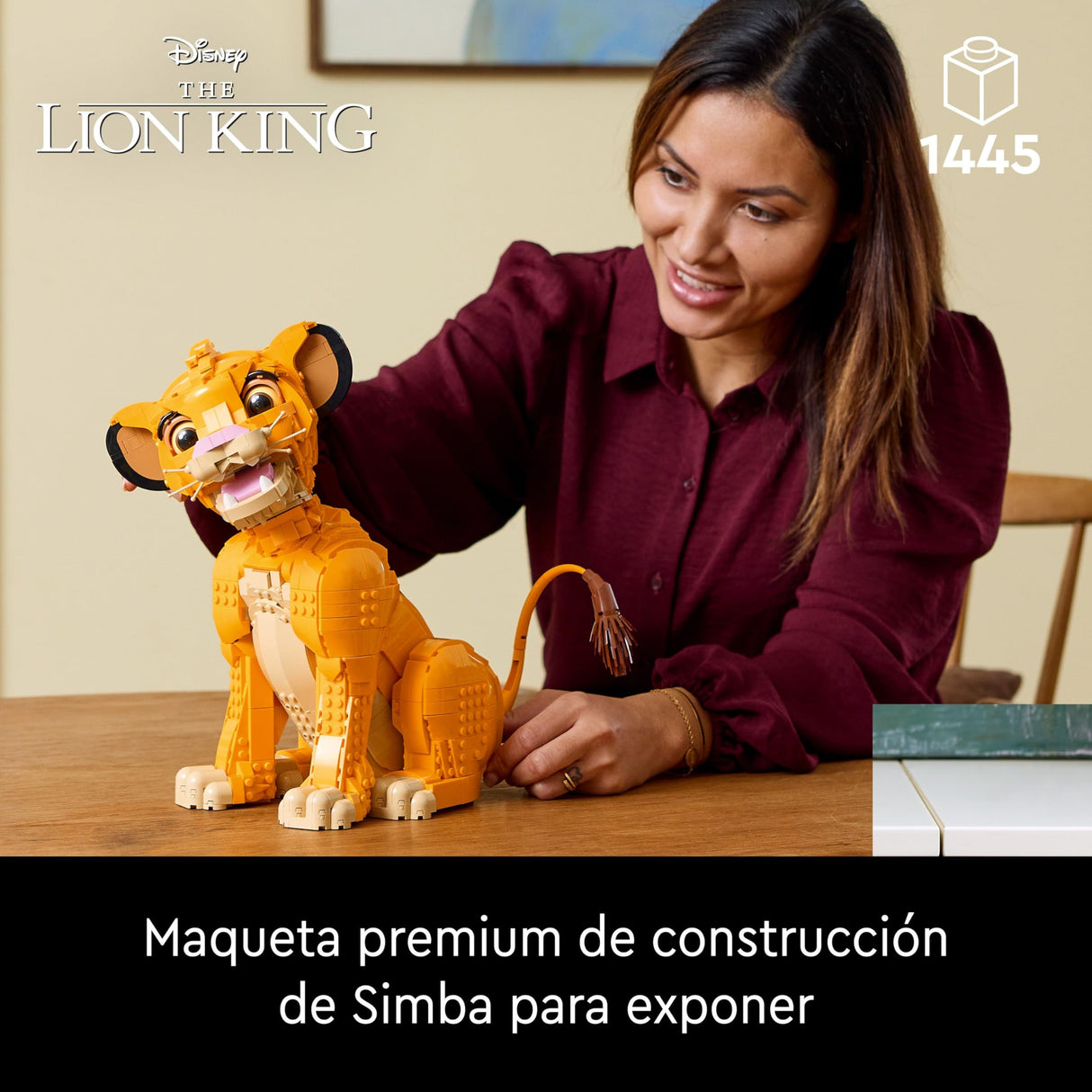 LEGO | Disney El Rey León: Simba Joven Maqueta para Adultos, Regalo para Mujeres y Hombres, Figura de Animal Coleccionable, Actividad Creativa, Decoración para el Hogar y Oficina 43247