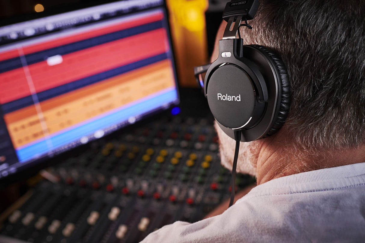 Roland Auriculares estéreo RH-300 — Auriculares de Estudio Cerrados prémium para monitorización Profesional
