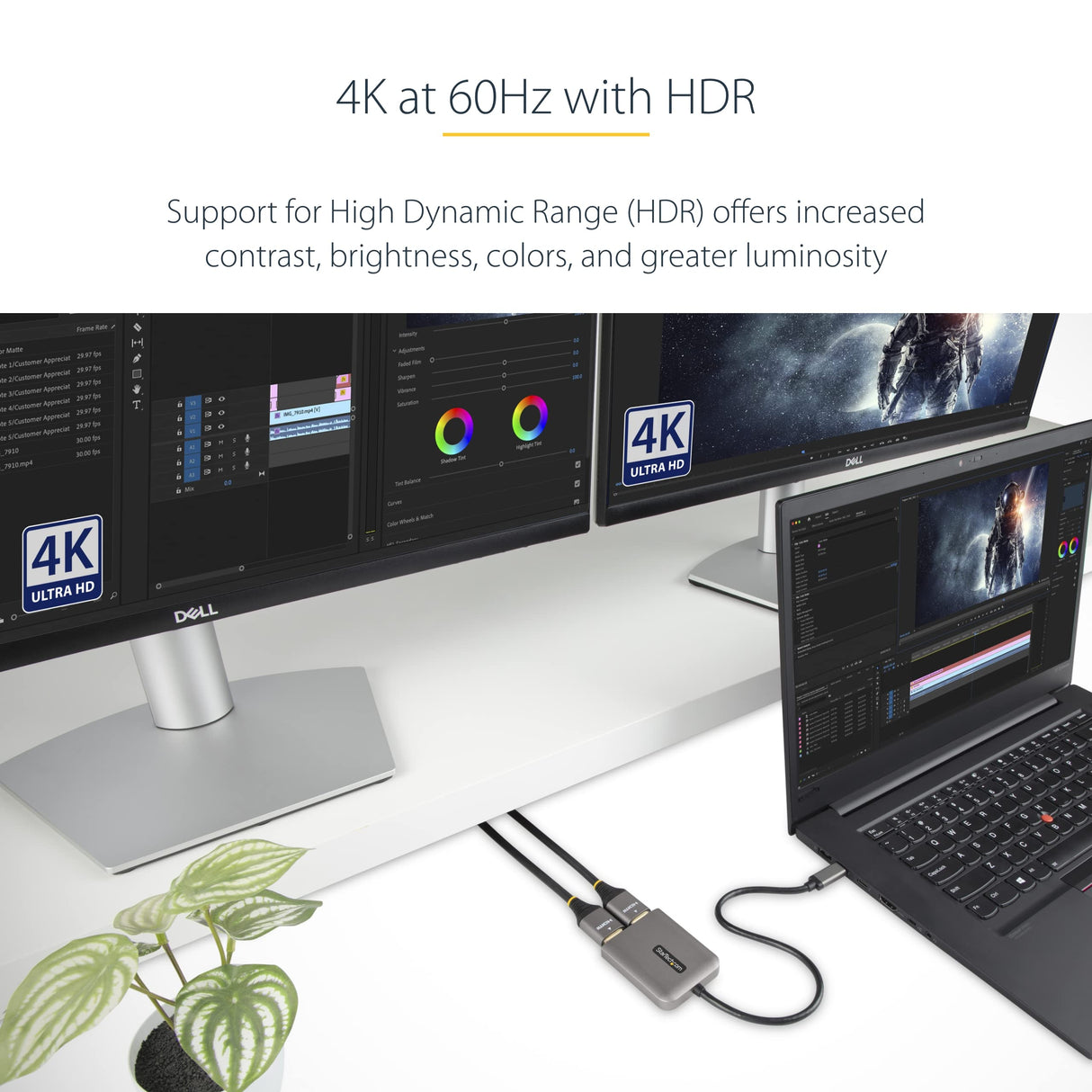 StarTech.com Adaptador USB-C a HDMI Doble, Hub MST USB Tipo C, Divisor Extensor de Monitor HDMI 4K 60Hz, HDR, Cable Extra Largo, Solamente para Windows (MST14CD122HD)
