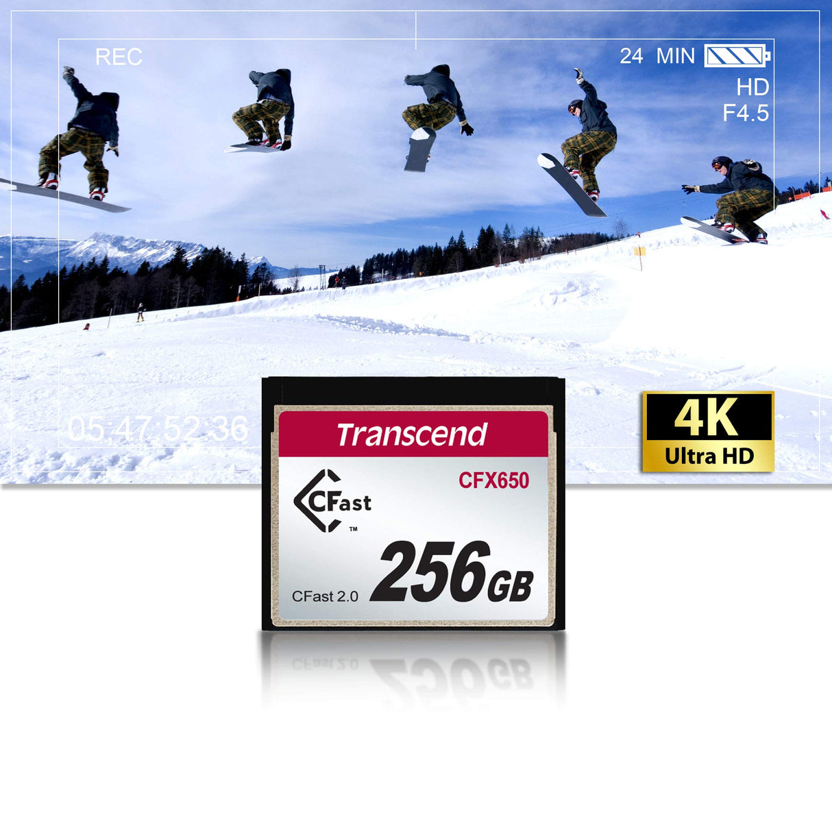 Transcend 128GB CFast 2.0 Memory Card CFX650 SATA III 6Gb/s, hasta 510/370 MB/s, MLC NAND Flash, diseñada para cinematografía en grabación de Video de Alta resolución, Full HD y 4K TS128GCFX650