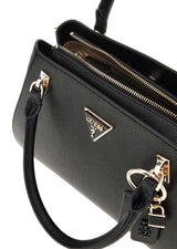 GUESS Noelle Luxury Satchel, Hand Bag Women, Negro, Talla única