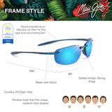 Maui Jim Hookipa Ultra Sunglasses, Metal Matte Blue, 63-15-140 Unisex Adulto