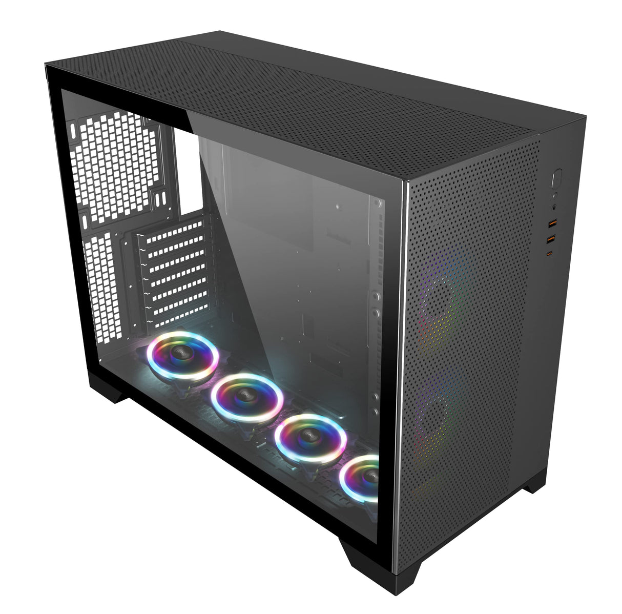 SaharaGaming P480MB-S RGB ATX PC Case (4 x 12 cm, Ventilador ARGB de un Solo Anillo, gestión de Cables, hub de Ventilador de 10 Puertos, PWM, Sync) Negro
