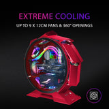 Mars Gaming MCORB, Caja de Ordenador Gaming Micro-ATX XL, Diseño Circular Custom, Doble Cristal Templado, Chasis PC, Rojo