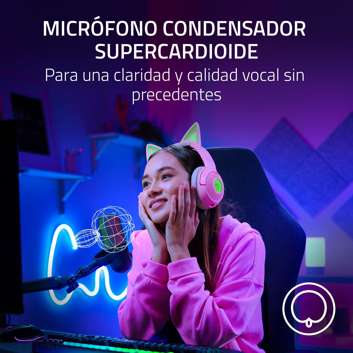 Razer Seiren V3 Chroma - Micrófono USB RGB con pulsación para silenciar (Iluminación Reactiva Para Streaming y juegos, Micrófono de condensador supercardioide) Negro