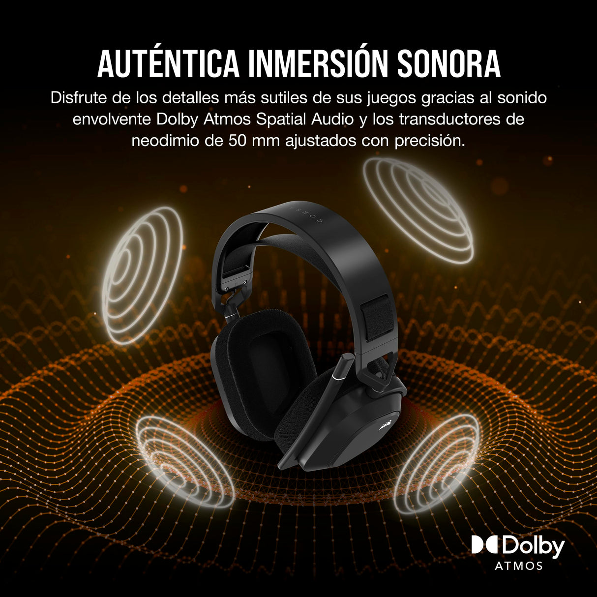 Corsair HS80 MAX Wireless Auriculares para Juegos Multiplataforma con Bluetooth – Dolby Atmos – Micrófono de Calidad Broadcast – Compatible con iCUE – PC, Mac, PS5, PS4, Switch, Móvil – Gris Acero