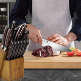 DDF iohEF Juego de Cuchillos de Cocina de 16 Piezas con Bloque, Juego de Cuchillos Cocina Profesional de Acero Inoxidable con Afilador, juego de cuchillos de chef Ultra Afilados con Mango Ergonómico