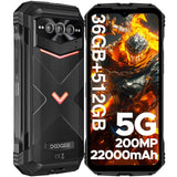DOOGEE VMAX Plus Movil Irrompible 5G, 36GB RAM+512GB ROM, 22000mAh 33W, Cámara 200MP+Visión Nocturna, 6.58" FHD+120Hz, Dimensity 7050 Móvil Resistente Android 14 Smartphone IP68IP69K/NFC/WiFi6/Huella