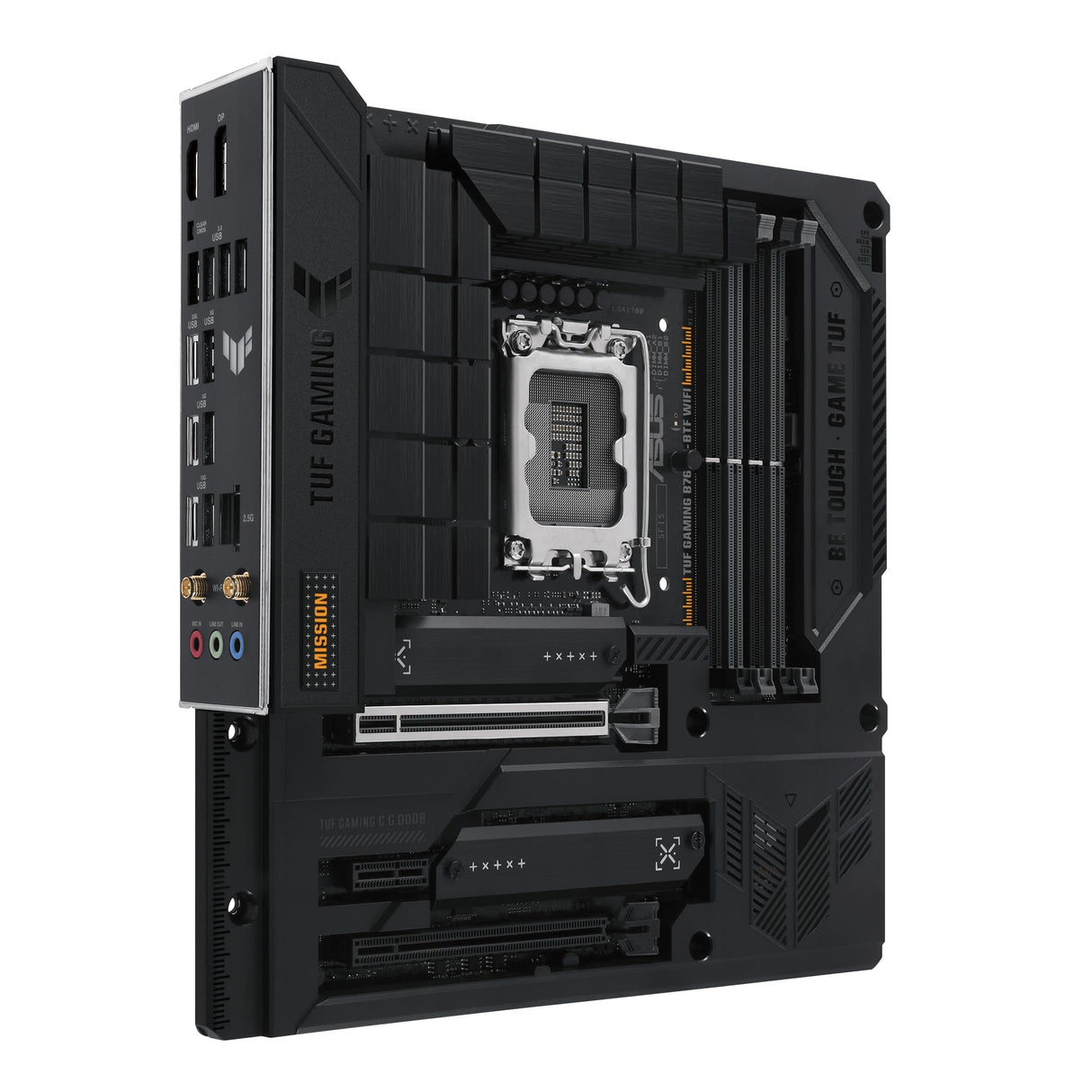 ASUS TUF GAMING B760M-BTF WIFI - Placa base Intel B760 LGA 1700 mATX (DDR5, PCIe 5.0, PCIe 4.0 M.2, WiFi 6, 2.5Gb LAN, DP, HDMI, USB 3.2 Gen 2 Tipo-C, Thunderbolt 4, conectores ocultos y Aura Sync)