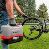 ERRECOM JET GUN PRO+, Hidrolimpiadora portátil con batería, cajón para accesorios, depósito de agua de 8 L y tubo en espiral de 3 m, Peso 2,9 kg