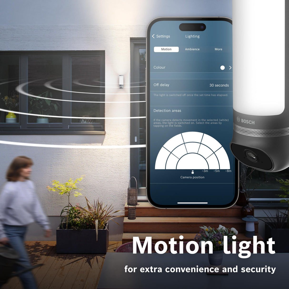 Bosch Smart Home Cámara Exterior II, cámara vigilancia Exterior, cámara IP, resolución 1080p Full-HD con Sirena integrada y lámpara de diseño, Compatible con Amazon Alexa, Antracita