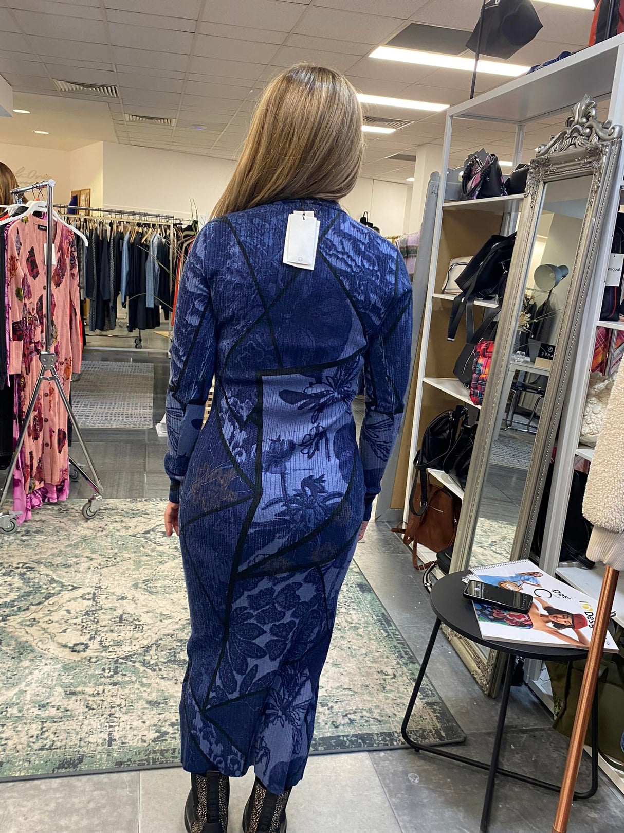 Desigual Vestido de Manga Larga para Mujer, Azul, S