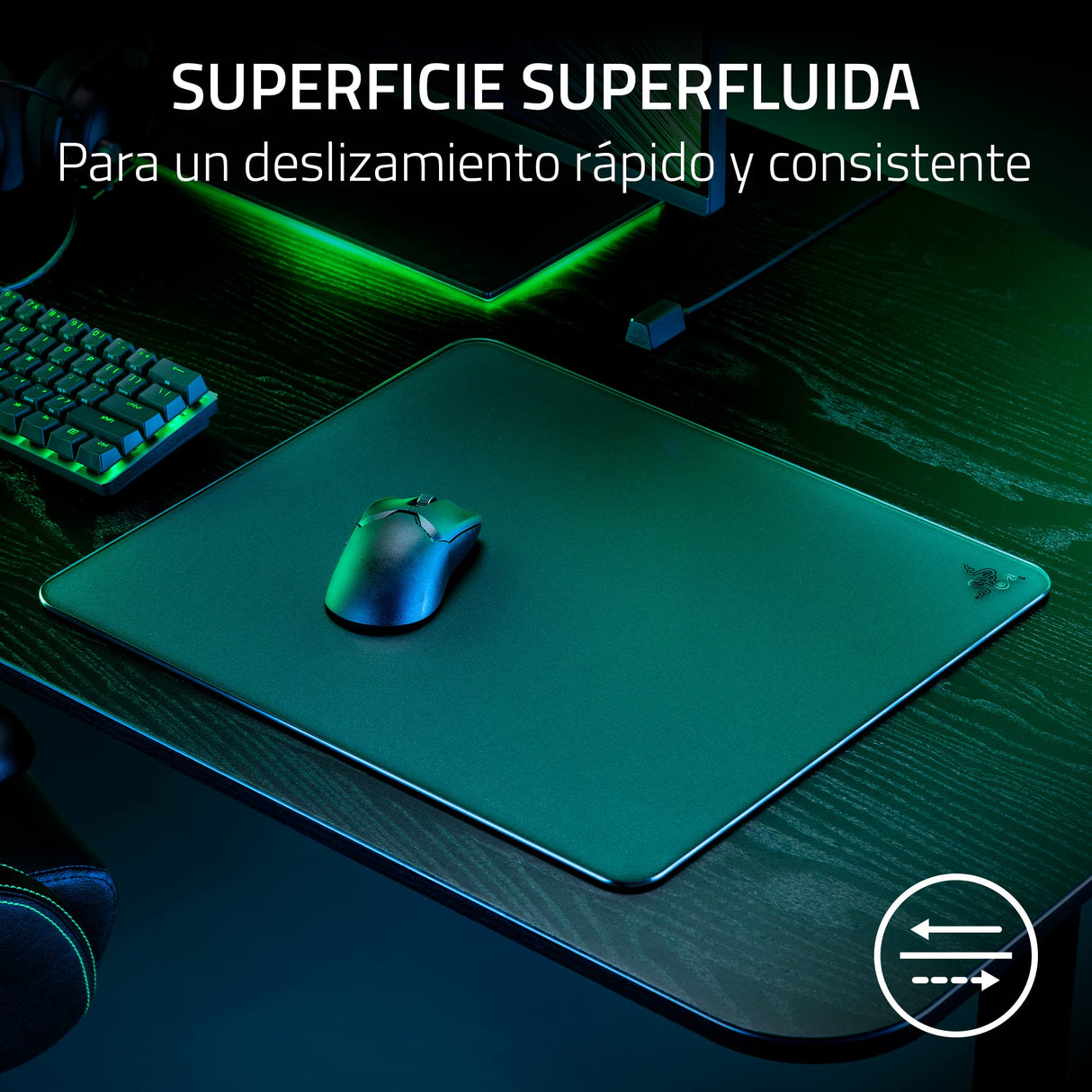 Razer Atlas - Alfombrilla de ratón de Cristal (Cristal Templado Premium, Resistente a la Suciedad y los arañazos, Movimientos del ratón más silenciosos, Base de Goma Antideslizante) Negro