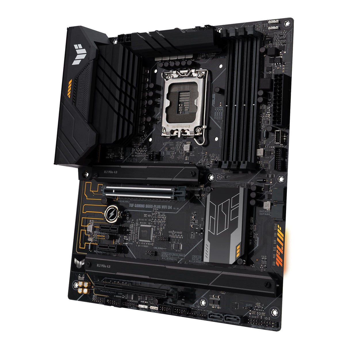 ASUS TUF GAMING B660-PLUS WIFI D4 - Placa base ATX Intel LGA 1700 (VRM de 10+1 fases, PCIe 5.0, tres M.2 PCIe 4.0, Intel 2.5Gb Ethernet, DisplayPort, HDMI, USB 3.2 tipo C frontal, Aura Sync)
