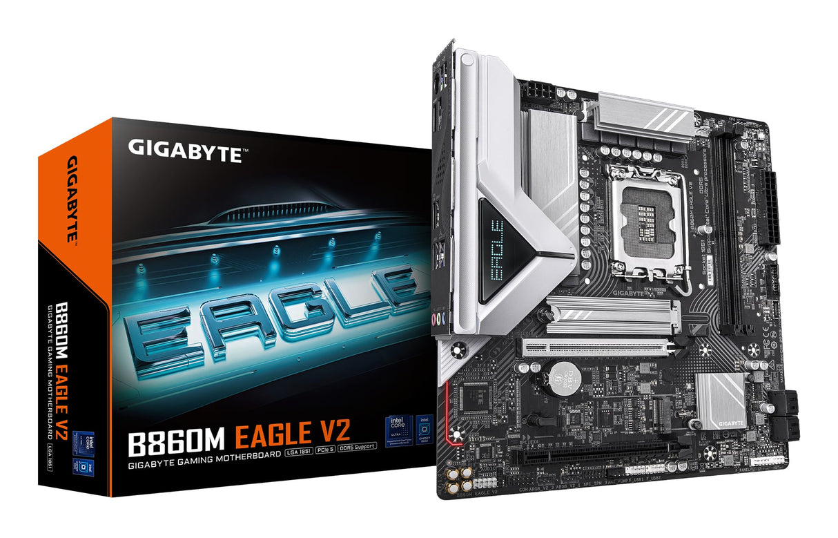 GIGABYTE B860M Eagle V2 Placa Base - Procesadores Intel Core Ultra Series, VRM de 6+1+2 Fases, hasta 9066 MHz DDR5, 1x M.2 PCIe 5.0 + 1x M.2 PCIe 4.0, LAN 2.5 GbE, USB 3.2 Gen 1
