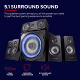 Trust Gaming GXT 658 Tytan 5.1 Sistema de Altavoces con Iluminación LED y Sonido Envolvente, Altavoz Alámbrico, Speaker para PC, Ordenador Portátil, Smart TV, Consola - Negro