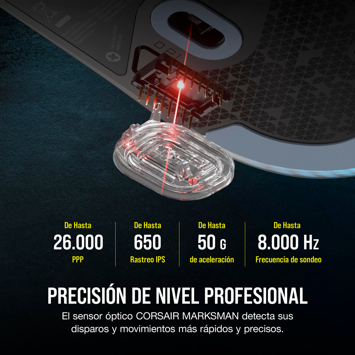 Corsair M75 Ratón para Juegos FPS Ligero RGB con Cable – 26.000 PPP – Botones Laterales Intercambiables – PC – Negro