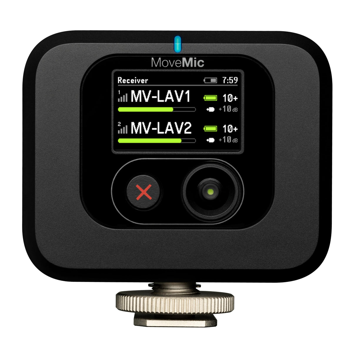 Shure MoveMic Receiver - Receptor de cámara montable para zapatas fría para micrófonos MoveMic Lavalier, compatible con la mayoría de las cámaras DSLR y computadoras (MV-R-Z6)