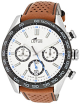LOTUS Reloj Hombre 18915/1 Chrono Caja de Acero Inoxidable 316l Plateado Correa de Cuero Marrón