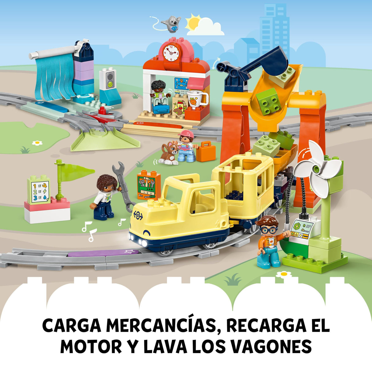 LEGO Duplo Gran Tren Comunitario Interactivo - Juguetes Educativos para Niños y Niñas de 3+ Años - Tren de Juguete Push&Go con Luces y Sonidos, 16 Vías y 4 Figuras 10428