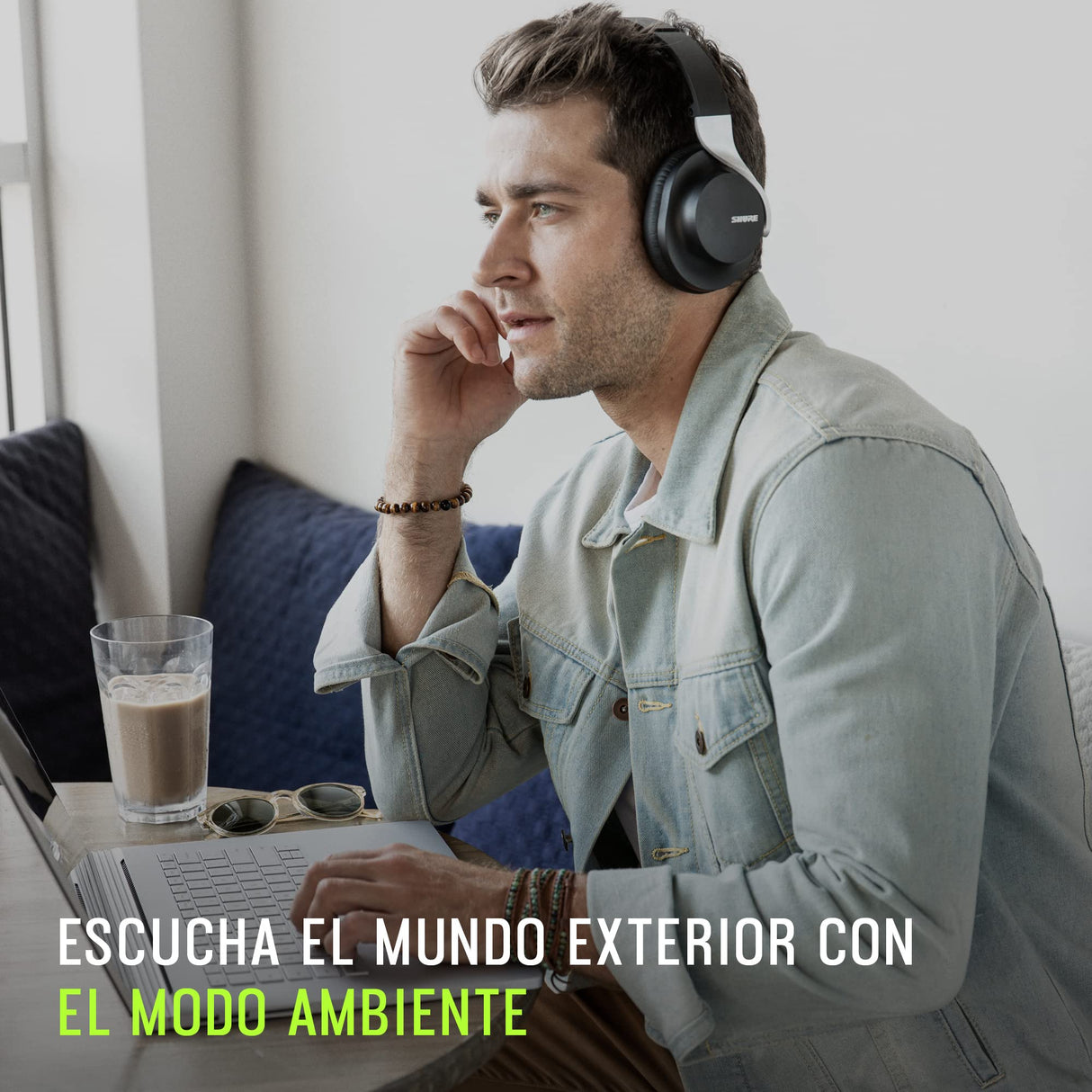 Shure AONIC 40 sobre la Oreja inalámbrica Bluetooth Ruido Auriculares cancelando con micrófono, duración de la batería de 25 Horas, iPhone y Android - Negro