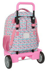 Safta MOOS FLORES - Mochila Grande con Ruedas, Compact Evolución, Extraíble, Ideal para Niños de Diferentes Edades, Cómoda y Versátil, Calidad y Resistencia, 33x22x45 cm, Color Multicolor
