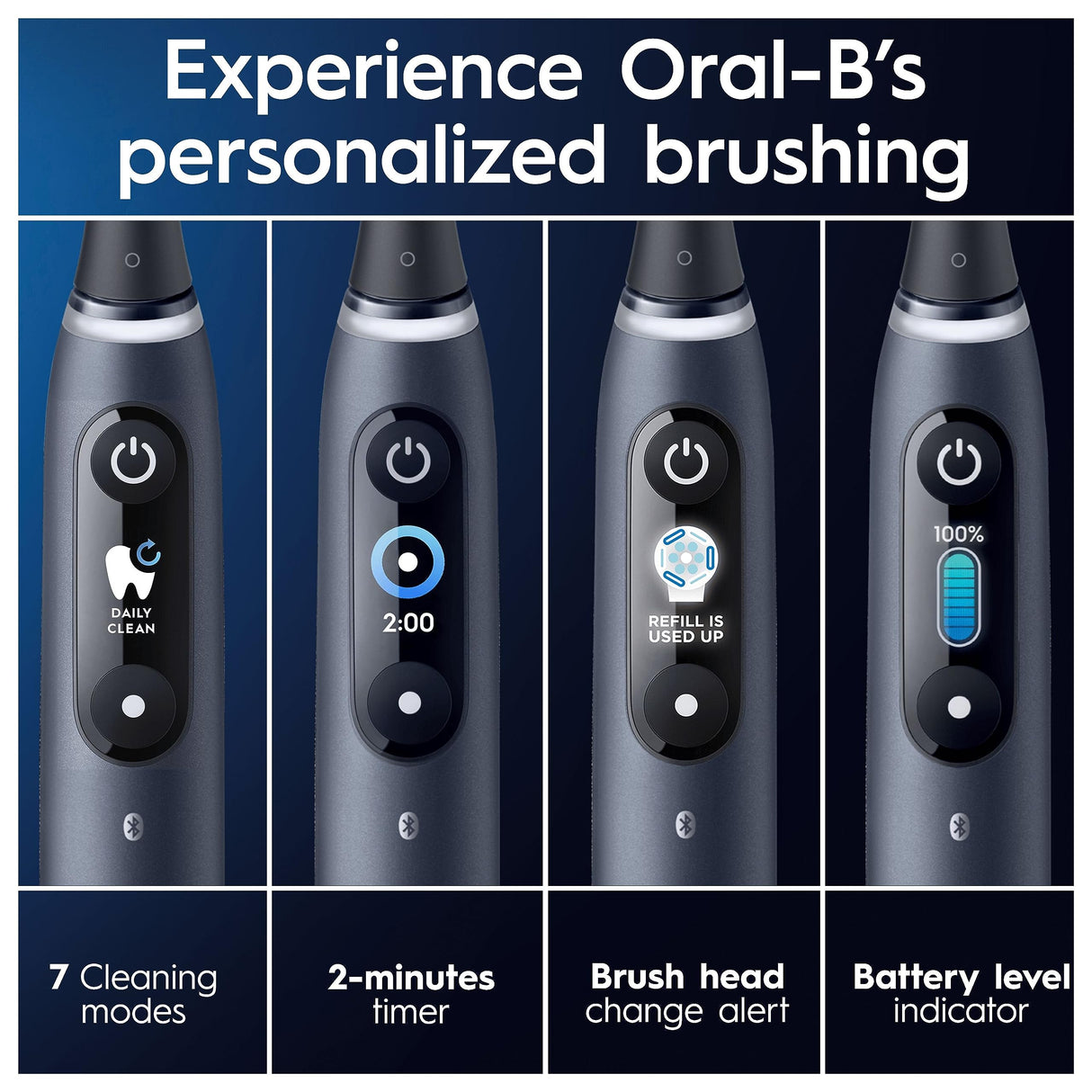 Oral-B iO9 Cepillo de dientes eléctrico, regalos para mujeres/hombres, mango conectado a la aplicación, 3 cabezales de cepillo de dientes, estuche de viaje de carga y soporte para cabezal de cepillo
