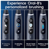 Oral-B iO9 Cepillo de dientes eléctrico, regalos para mujeres/hombres, mango conectado a la aplicación, 3 cabezales de cepillo de dientes, estuche de viaje de carga y soporte para cabezal de cepillo