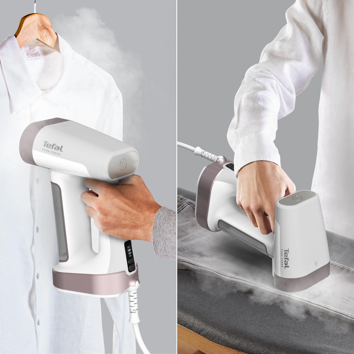 Tefal Pure Force - Cepillo de vapor 2 en 1