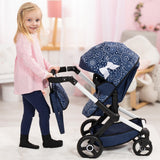 Bayer Design 17073AB Cochecito de muñeca Combi Xeo, Carro para muñecos, Bolsa, Convertible, Regulable en Altura