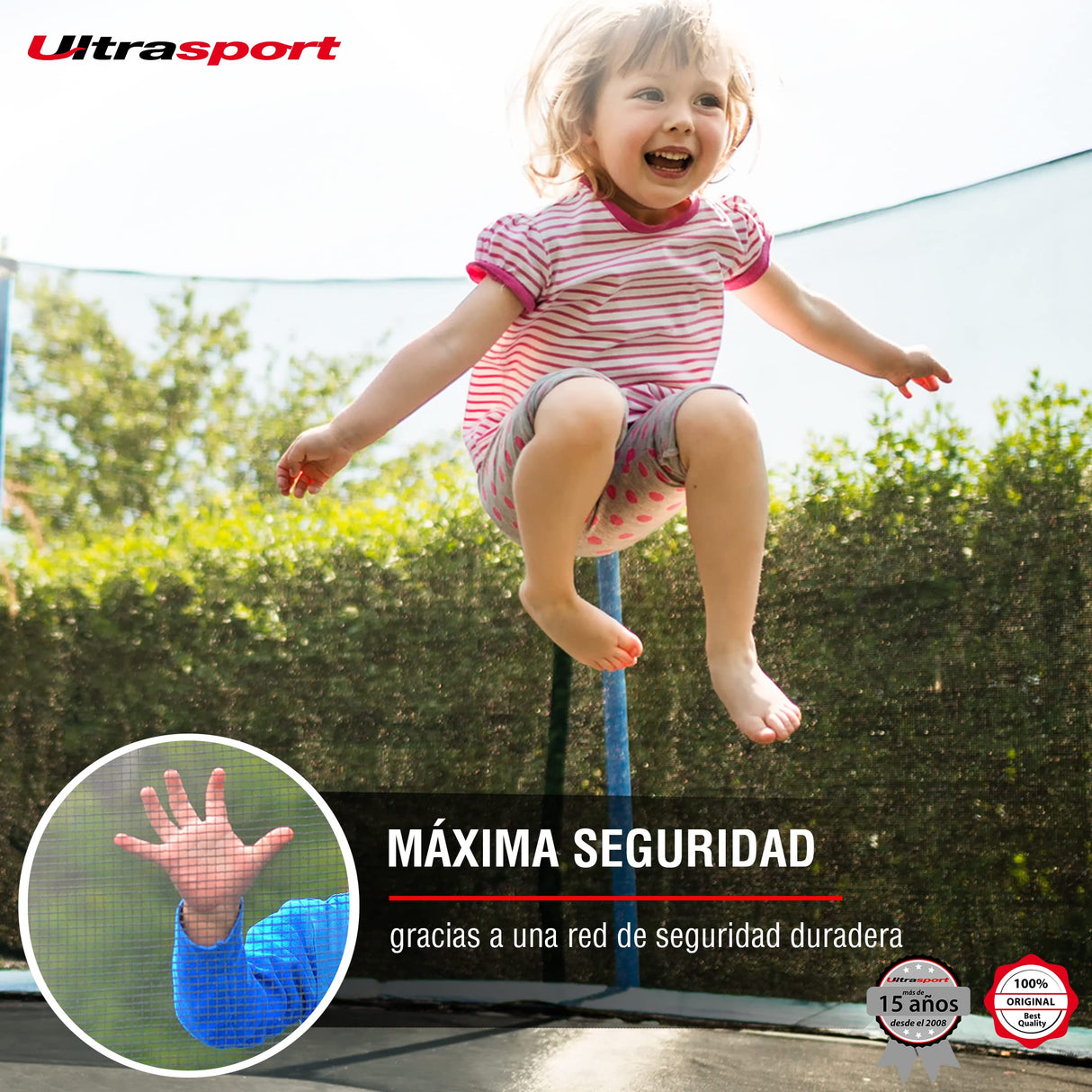 Ultrasport Jumper Cama Elastica Niños Exterior 183 cm hasta 80 kg con Red de Seguridad, Acolchado I Camas Elasticas, Trampolin, Colchoneta Elastica, Trampolines para Niños