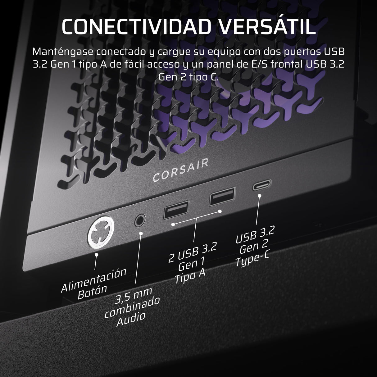 CORSAIR Frame 4000D RS ARGB Caja Modular ATX Mid–Tower para PC – Alto Flujo de Aire, 3 Ventiladores RS ARGB preinstalados, ASUS BTF, MSI Project Zero, Gigabyte Project Stealth – Negro