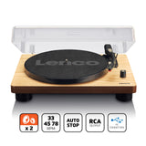 Lenco LS-50 Giradiscos de vinilo con caja de madera y altavoz, USB, conversión de vinilo a digital, cubierta protectora, transmisión por correa, 2 x Stylus (aguja)