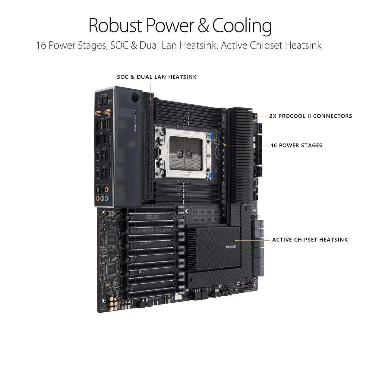 ASUS Pro WS WRX80E-SAGE SE WiFi AMD Threadripper Pro EATX Placa Base (PCIe 4.0, ASMB9-iKVM, 2x10GB LAN, 7xPCIe 4.0 X16, 3xM.2, 2xU.2, 11 Puertos USB 3.2 Gen 2, 8 Canales DDR4 ECC)