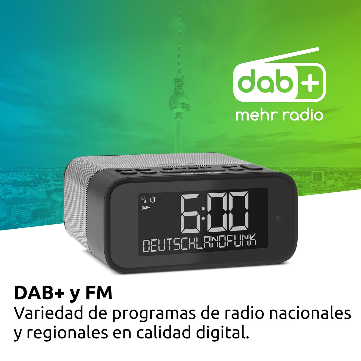 TechniSat DIGITRADIO 52 BT– Radio Despertador Dab(Radio Reloj, Despertador, Dab+, FM, función Snooze, Temporizador de Apagado, Pantalla Regulable, recepción Bluetooth, Altavoz de 3 vatios RMS)