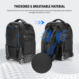 NEEWER 2 en 1 Mochila con Ruedas para Cámara con Divisor Prueba de Golpe,Asa Retráctil, Cinturilla, Funda para Lluvia, Mochila de Mano para Cámara, Trípode, Flash, Lente, Portátil, Color Negro, PB027