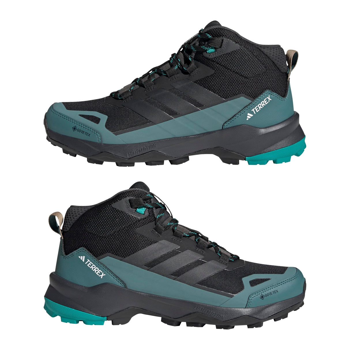 adidas Terrex Skychaser AX5 Mid Gore-Tex Hiking Shoes, Zapatos de Senderismo Hombre, Core Black/Carbon/Pure Teal, 42 EU