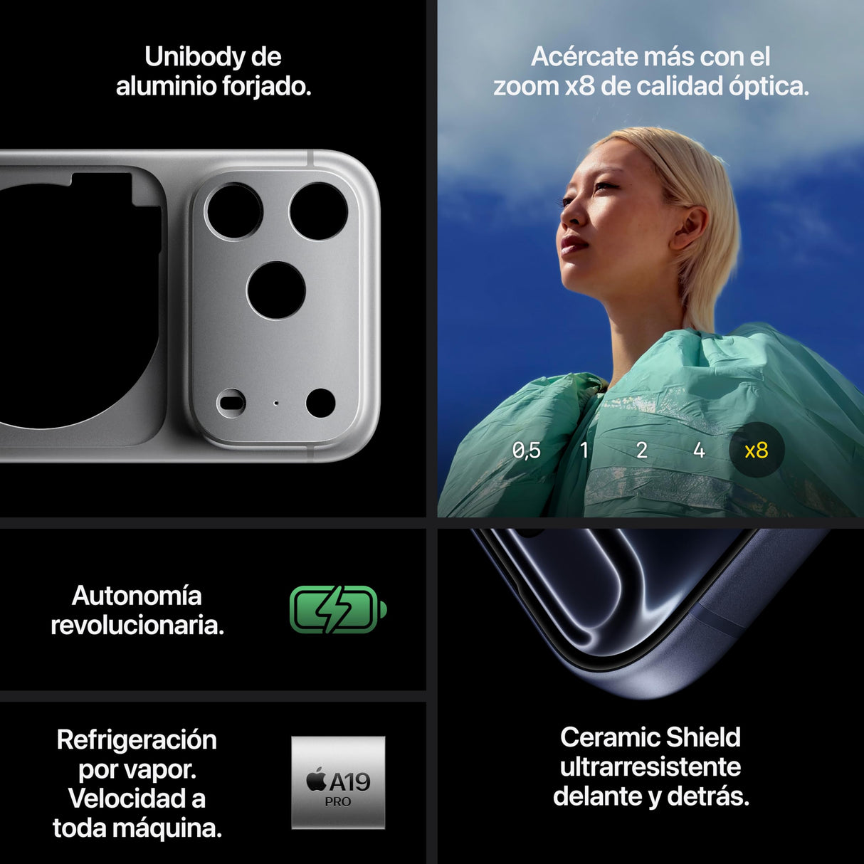 iPhone 17 Pro de 1 TB: Pantalla de 6,3 Pulgadas con Promotion hasta 120 Hz, Chip A19 Pro, autonomía revolucionaria, Sistema de cámaras Pro Fusion con cámara Frontal Center Stage; Naranja cósmico