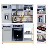 Theo Klein 7194 Miele Family Kitchen I Wood kitchen with Stove Including Light and Sound Function I Accessories to Play I Toys for Children Aged 3 and over
