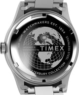 Timex Waterbury - Reloj de 39 mm para hombre, acero inoxidable, correa de acero inoxidable, esfera negra, caja de acero inoxidable TW2W14800