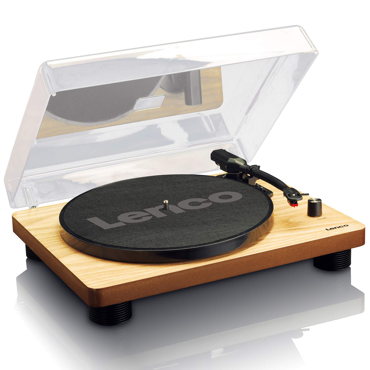 Lenco LS-50 Giradiscos de vinilo con caja de madera y altavoz, USB, conversión de vinilo a digital, cubierta protectora, transmisión por correa, 2 x Stylus (aguja)