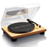 Lenco LS-50 Giradiscos de vinilo con caja de madera y altavoz, USB, conversión de vinilo a digital, cubierta protectora, transmisión por correa, 2 x Stylus (aguja)