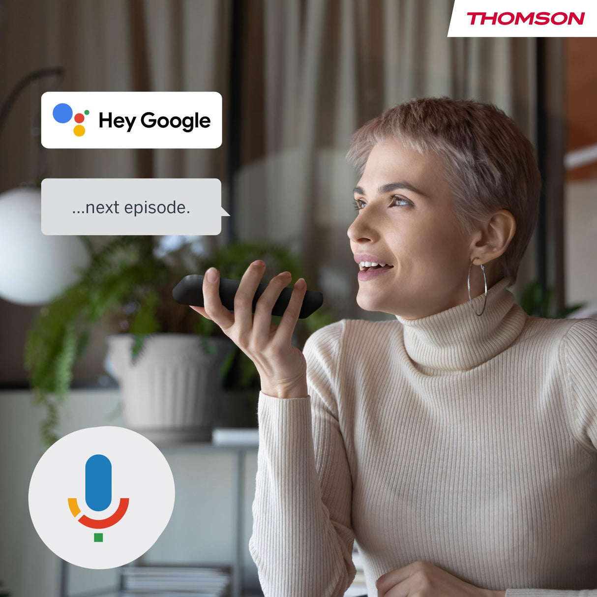 THOMSON Google TV Streaming Box Plus 270, 4K UHD, Altavoz Integrado para Control por Voz, Netflix, Disney +, Streaming a través de WiFi, Google Cast, 32GB de Memoria